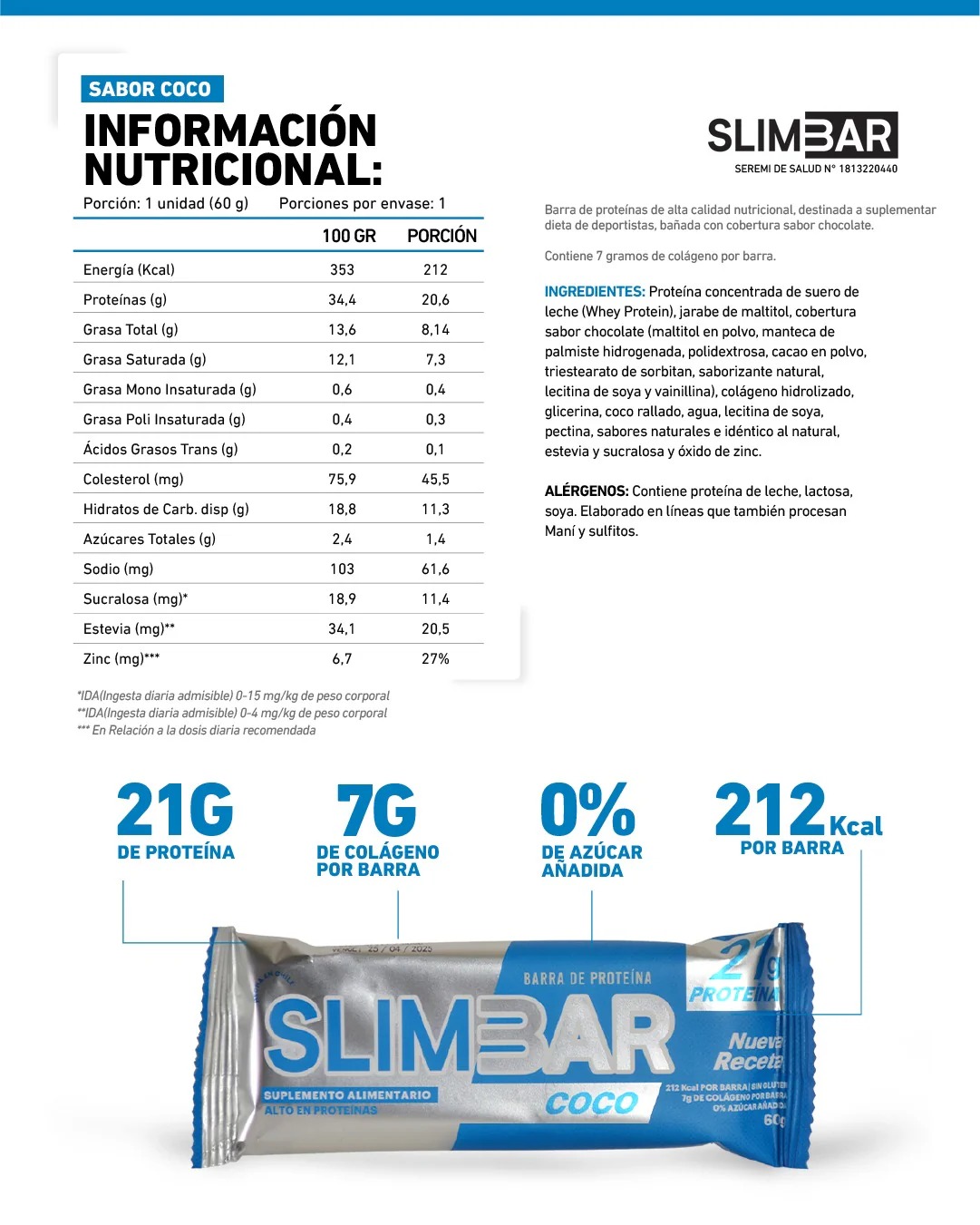 imgi_156_INFO-COCO Barra de Proteina 60 gr - Slimbar - Imagen 2
