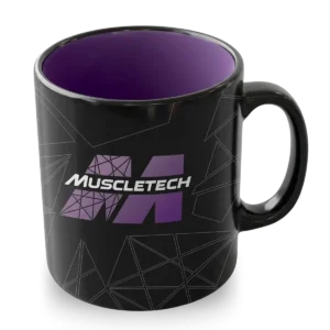Inicio Tazon Ceramica 600 Ml Negro Logo Morado - Muscletech